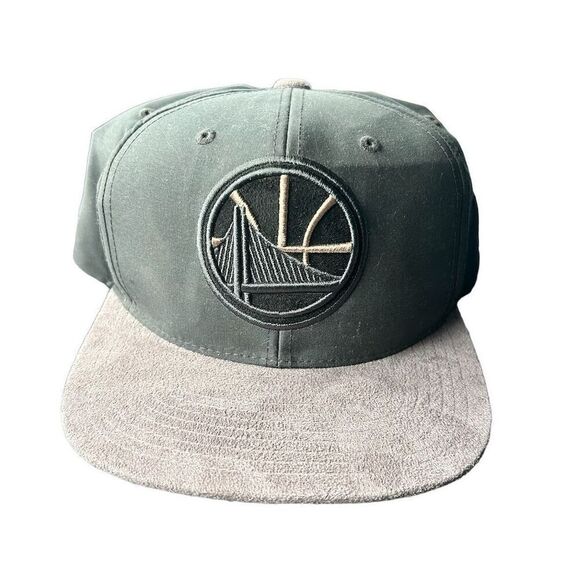 Mitchell & Ness Warriors Snapback Hat Unisex Black/Gray NBA Basketball Cap suede - Picture 1 of 6